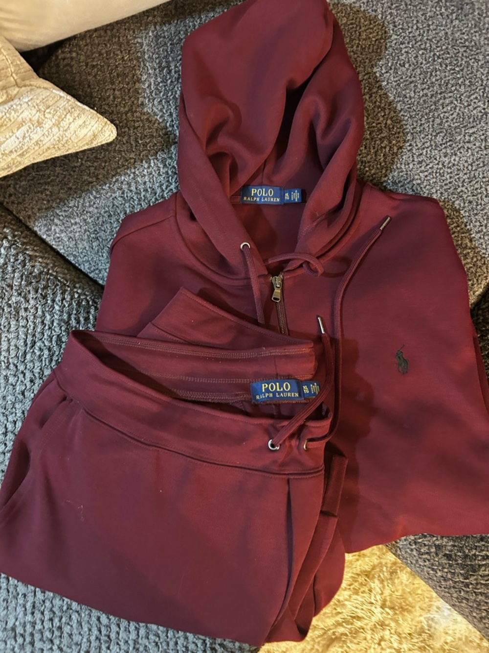 Polo by Ralph Lauren Men's Burgundy Zip-Up Hoodie